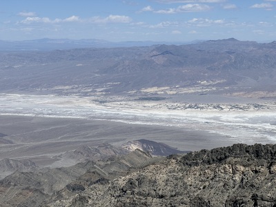 View of the desert floor and distant Furnace Creek resort from Aguereberry Point
